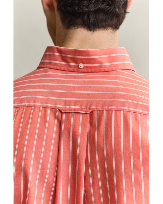 Gant Red Striped Classic Poplin Shirt for men