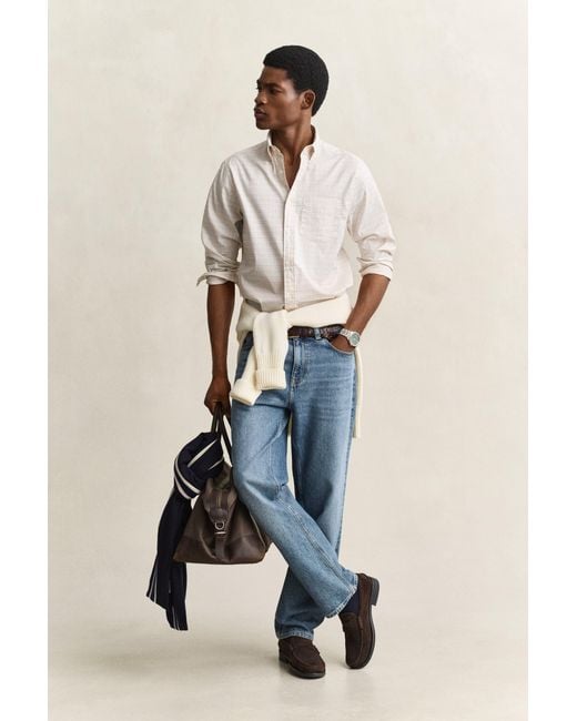 Gant Natural X Yale Checked Oxford Shirt Cream for men