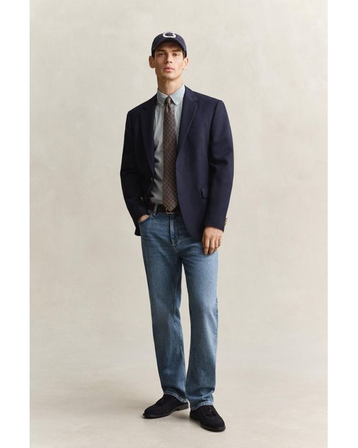 Gant Gray Classic Regular Striped Poplin Shirt for men
