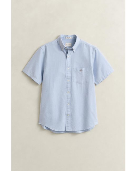 Gant Blue Classic Oxford Short Sleeve Shirt for men