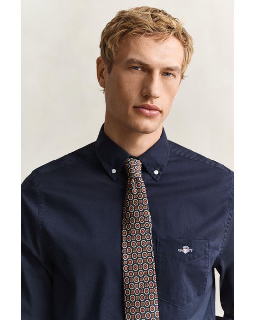Gant Blue Classic Regular Poplin Shirt Evening for men