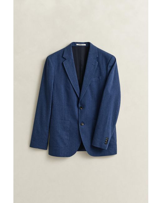 Gant Blue Linen Blend Suit Jacket Persian for men