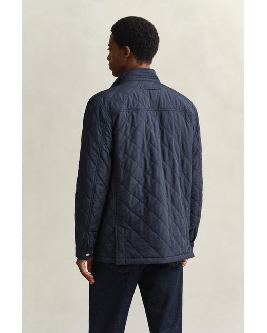 Gant Blue Quilted Windcheater Mid-Length Jacket for men