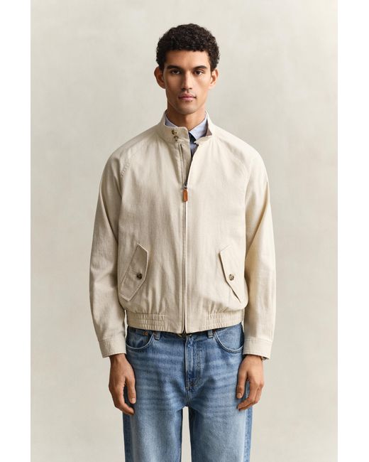 Gant Natural Linen Blend Harrington Jacket Soft Oat for men