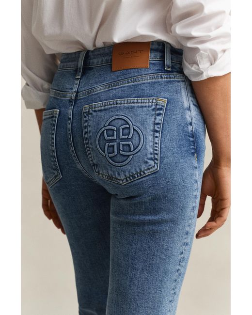 Gant Blue Monogram Flared Jeans Semi Worn In