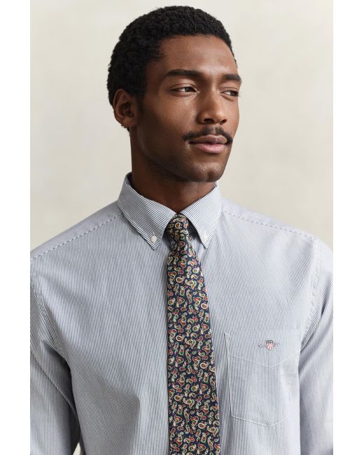 Gant Blue Banker Stripe Classic Poplin Shirt Persian for men