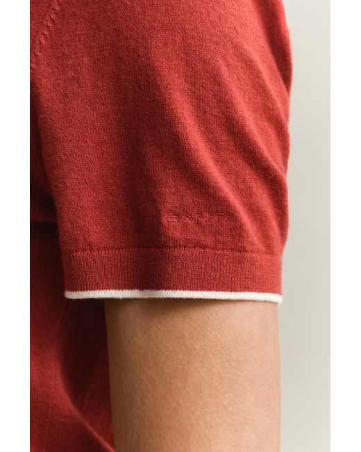 Gant Red Short Sleeve Sweater