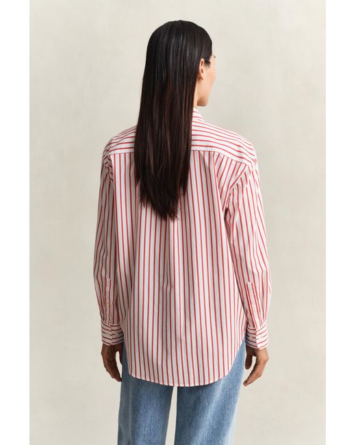 Gant Pink Relaxed Fit Striped Classic Poplin Shirt