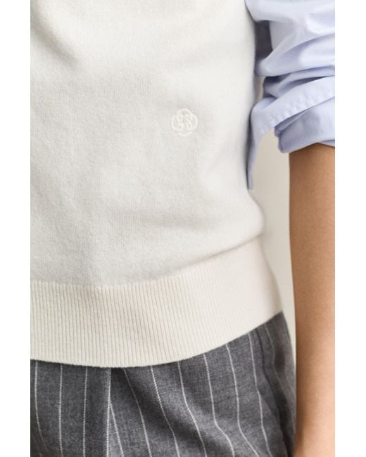 Gant White Knitted Wool Vest Cream