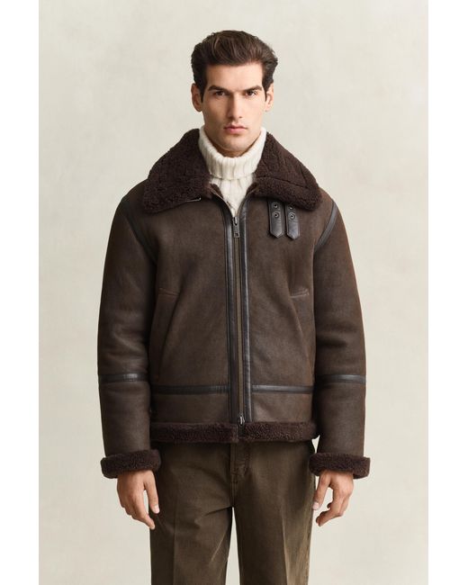 Gant Brown Shearling Jacket for men