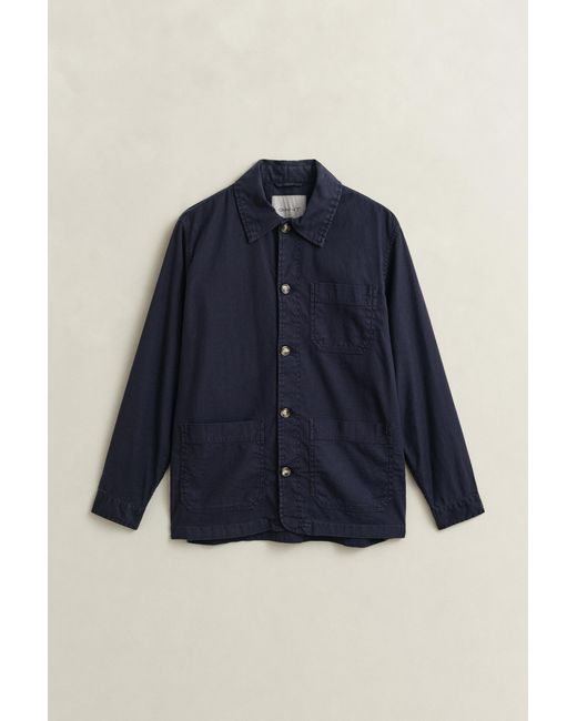 Gant Blue Linen Blend Overshirt Evening for men