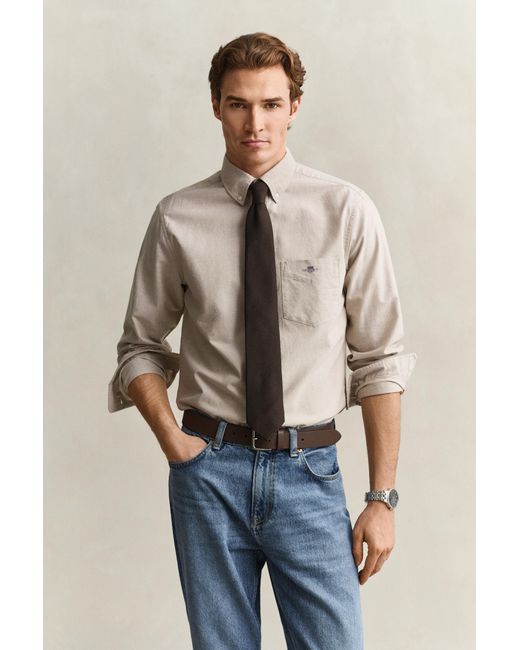 Gant Natural Classic Regular Oxford Shirt Light Taupe for men