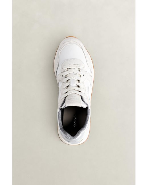 Gant White Bevinda Suede Nylon Sneakers Eggshell