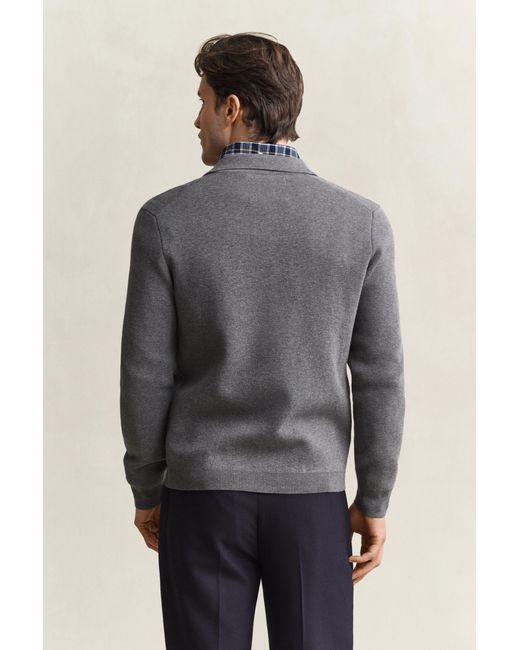 Gant Gray Milano Knit Cardigan Charcoal Melange for men