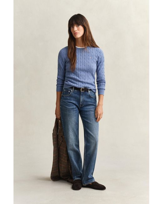 Gant Blue Classic Cable Knit Sweater