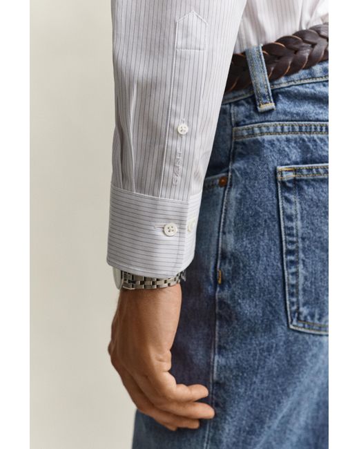 Gant Blue Striped Twill Dress Shirt for men