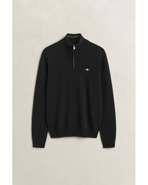 Gant Blue Lambswool Half-Zip Sweater for men