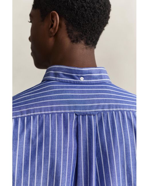 Gant Blue Striped Classic Poplin Shirt College for men