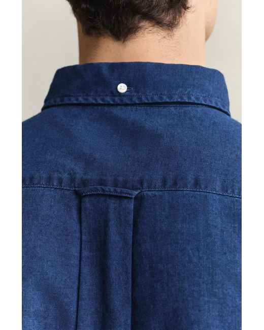 Gant Blue Oxford Shirt Dark for men