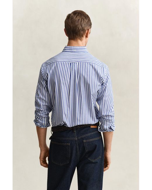 Gant Blue Striped Classic Poplin Shirt College for men
