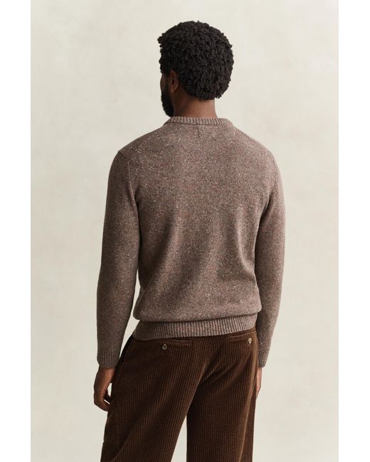 Gant Brown Wool Blend Nepps Crew Neck Sweater for men