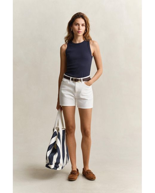 Gant White Denim Shorts Eggshell
