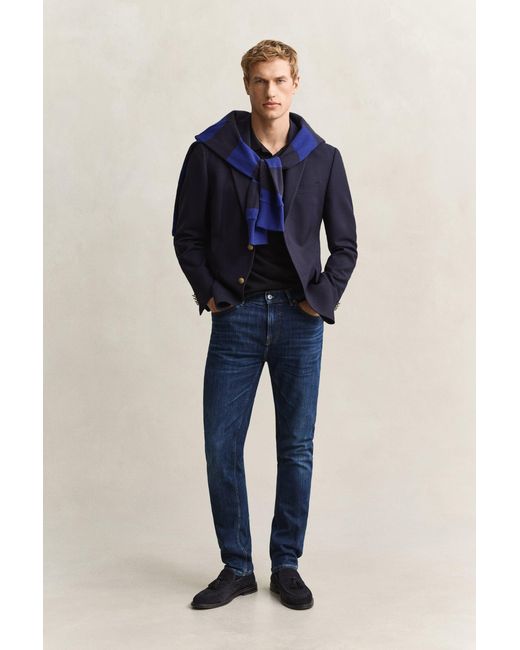 Gant Blue Slim Fit Jeans Mid Worn In for men
