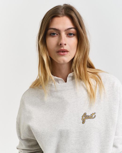 Gant White Script Graphic Crew Neck Sweatshirt ()