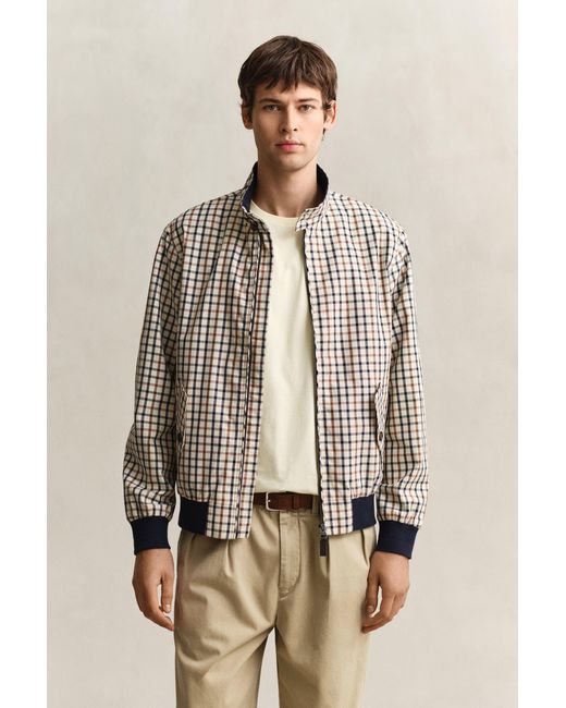 Gant Natural Cotton Blend Harrington Jacket Mahogany for men