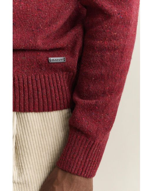Gant Red Wool Blend Nepps Crew Neck Sweater Plumped for men