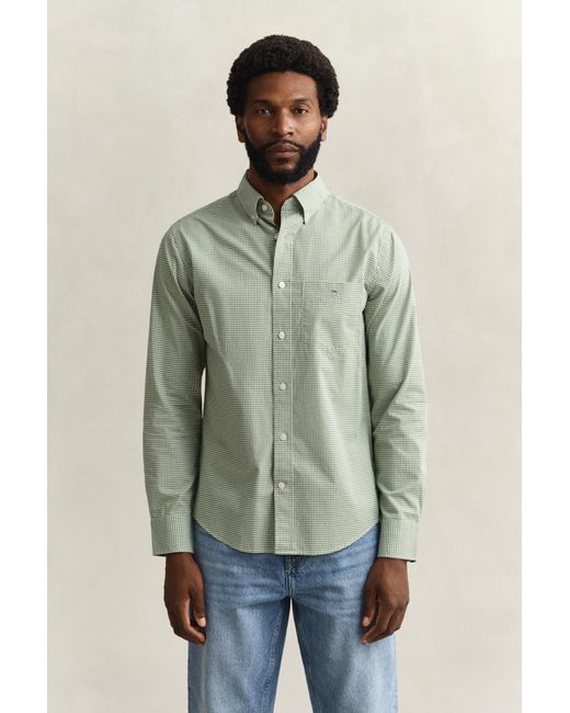 Gant Green Gingham Classic Poplin Shirt for men