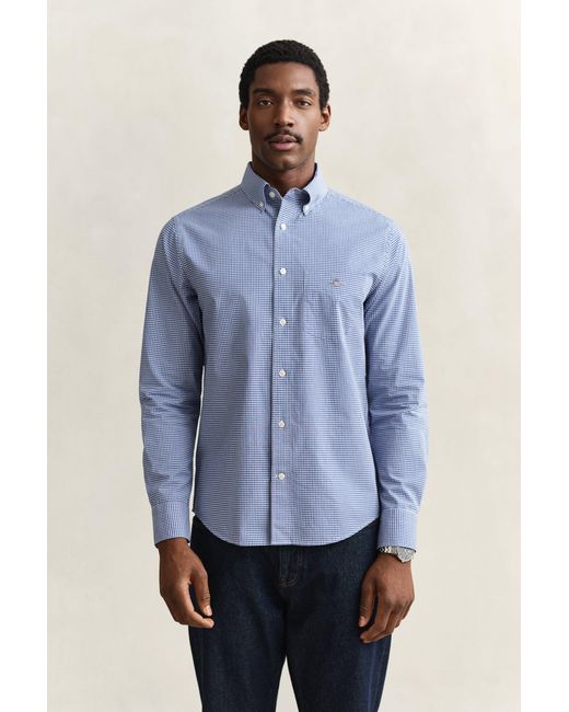 Gant Blue Gingham Classic Poplin Shirt College for men