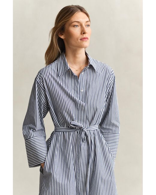 Gant Blue Striped Poplin Shirt Dress Rich