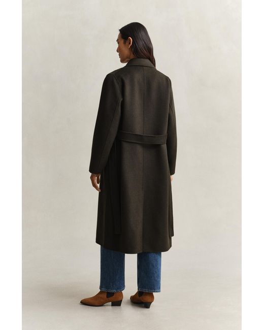 Gant Black Handstitched Belted Coat Dark Moss