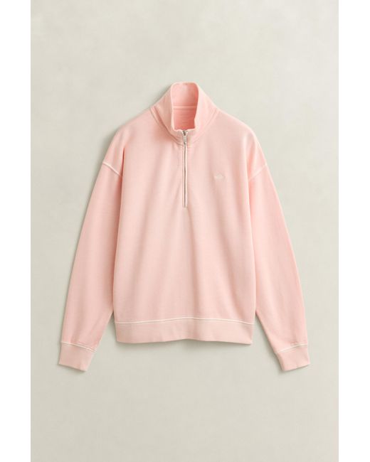 Gant Red Washed Shield Half-Zip Sweatshirt