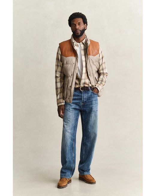 Gant Blue Checked Windblown Flannel Shirt Dry Sand for men
