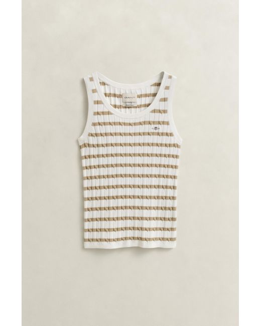 Gant Blue Striped Cable Knit Tank Top