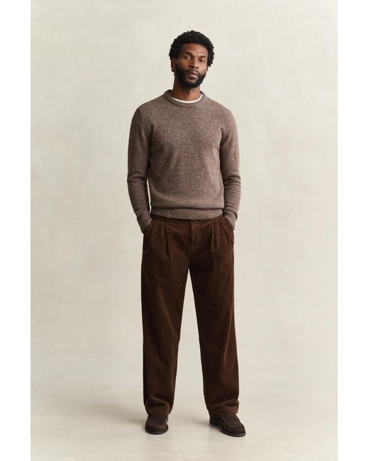 Gant Brown Wool Blend Nepps Crew Neck Sweater for men