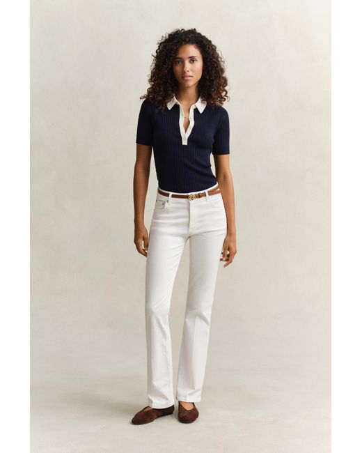 Gant White Flared Stretch Jeans Eggshell