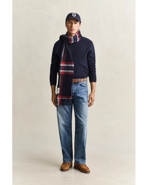 Gant Blue Wool Blend Nepps Crew Neck Sweater Evening for men