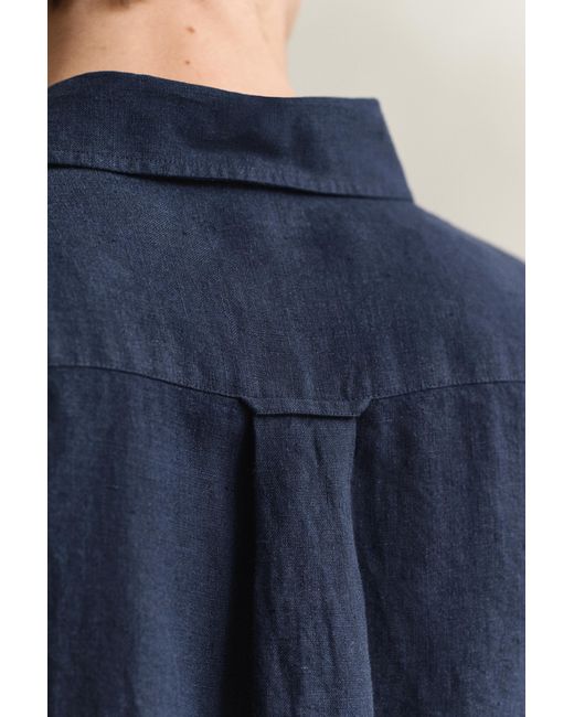Gant Blue Linen Shirt Evening for men