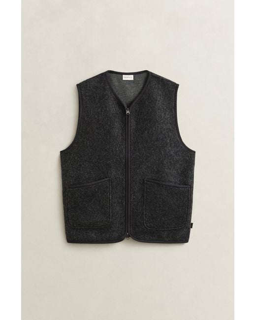 Gant Black Fleece Vest Charcoal Melange for men
