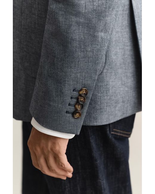 Gant Blue Herringbone Suit Jacket Marine for men