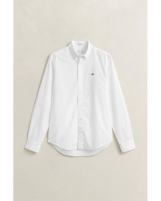 Gant White Classic Slim Poplin Shirt for men