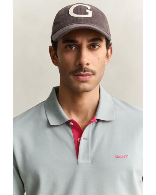 Gant Blue Contrast Piqué Polo Shirt for men