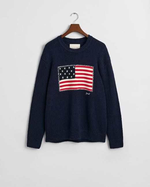 Gant Blue Flag Intarsia Crew Neck Sweater for men