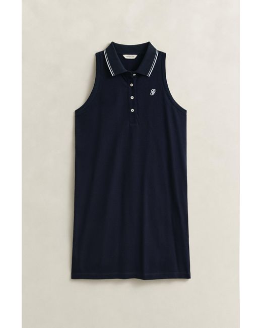 Gant Blue Sleeveless Piqué Polo Dress Evening