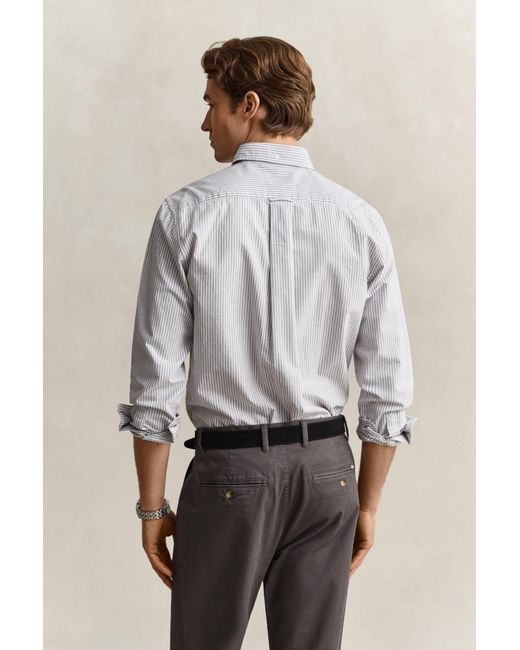 Gant Gray Banker Stripe Classic Oxford Shirt for men