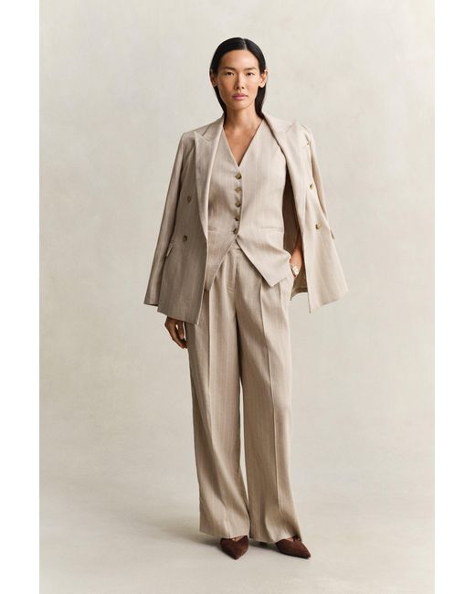 Gant Natural Pinstriped Linen Blend Vest