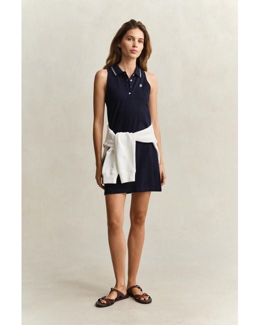 Gant Blue Sleeveless Piqué Polo Dress Evening
